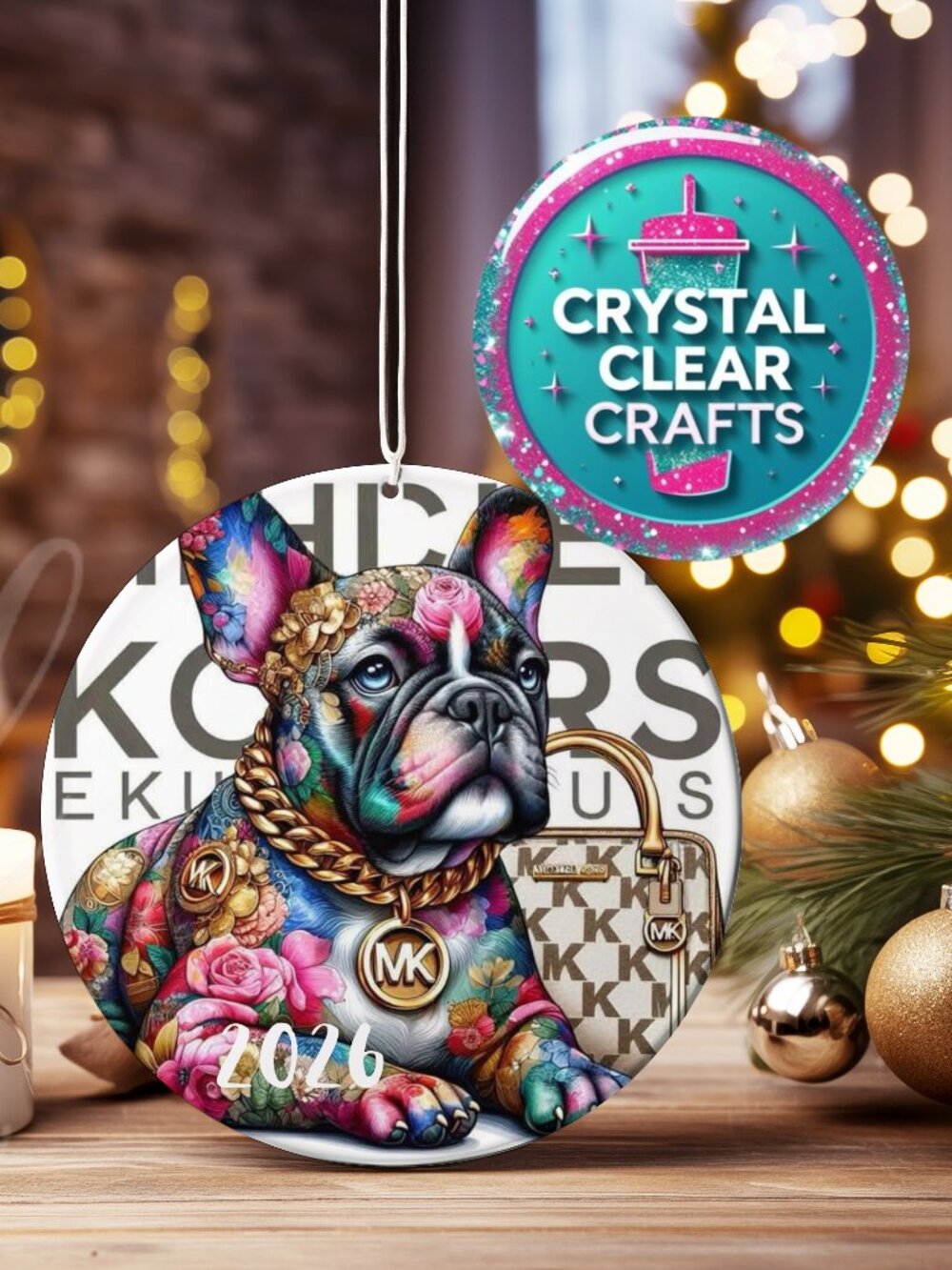 MK Frenchie Christmas Ornament